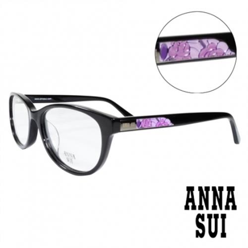 【ANNA SUI 安娜蘇】綻放薔薇浮雕造型眼鏡-黑(AS618-001)