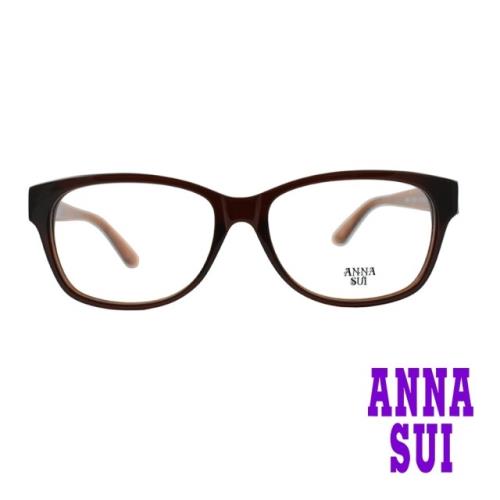【ANNA SUI 安娜蘇】日系線條花語造型光學眼鏡-夕陽黃/咖(AS586-105)