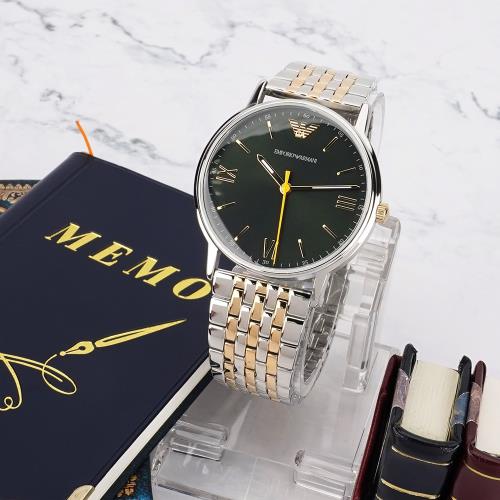 EmporioArmani亞曼尼紳士主流手錶-綠色x雙色/41mmAR11228