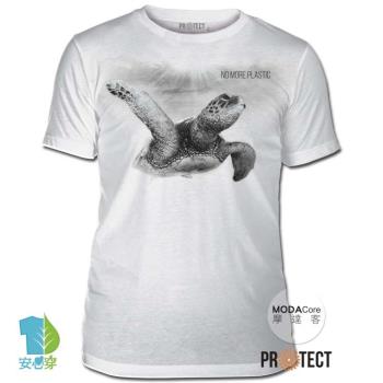 摩達客-預購-美國The Mountain保育系列海龜不需塑膠白色修身短袖T恤 柔軟舒適高級混紡
