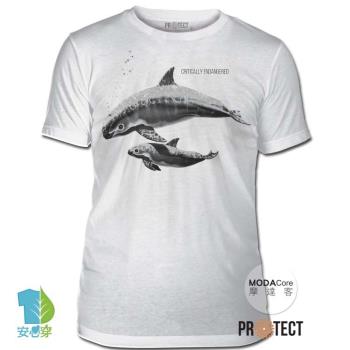 摩達客-預購-美國The Mountain保育系列鯨魚瀕危 白色修身短袖T恤 柔軟舒適高級混紡