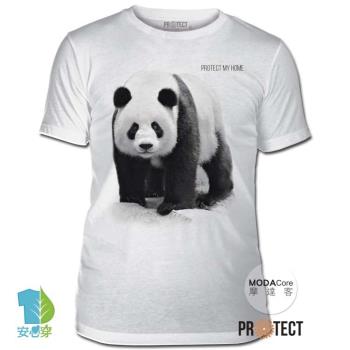 摩達客-預購-美國The Mountain保育系列 守護熊貓家園白色修身短袖T恤 柔軟舒適高級混紡