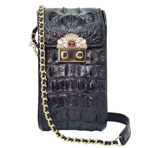 【M2nd】歐系奢華名流鱷魚皮手機包(黑)