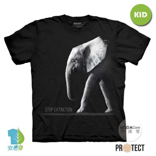 摩達客-預購-美國The Mountain保育系列保護大象 兒童黑色純棉短袖T恤 