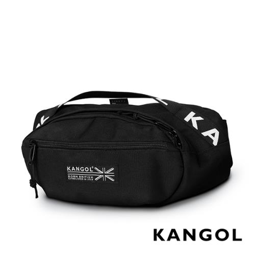 KANGOL LIBERTY系列 韓版潮流LOGO背帶腰包-黑 KG1191