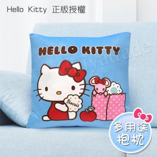 Hello Kitty 凱蒂貓 點心時間抱枕 午安枕 腰靠枕 沙發枕 汽車枕 靠墊35x35cm(正版授權)