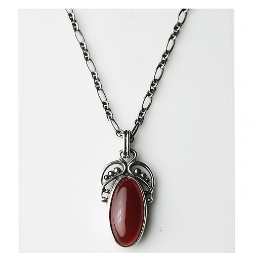 【Georg Jensen 喬治傑生】2005年度紅玉髓純純銀項鍊