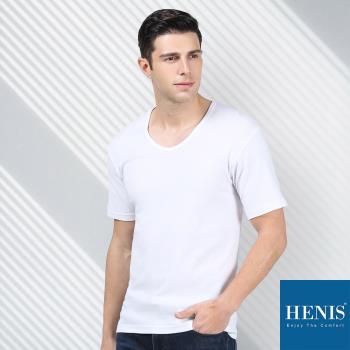 HENIS 經典系列 PURE棉質U領短袖衫-月光白