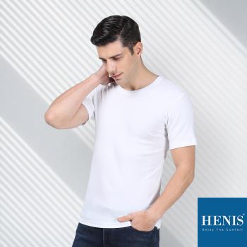 HENIS 經典系列 PURE棉質圓領短袖衫-月光白