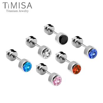 【TiMISA】極簡晶鑽(6色) 純鈦耳針一對