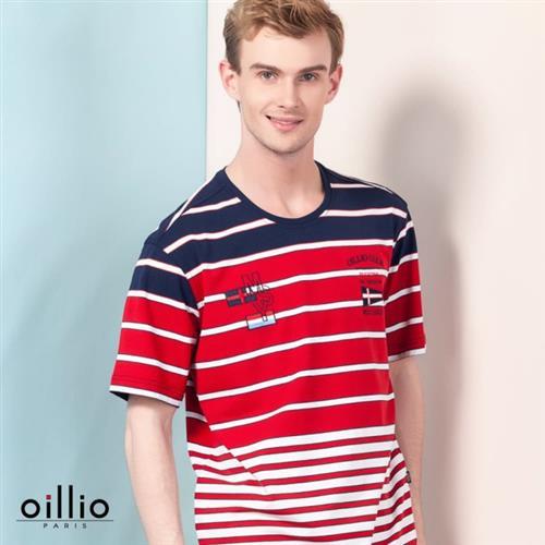 oillio歐洲貴族 男裝 透氣乾爽圓領T恤 舒適彈性 棉衣料 紅色-男款 上衣 服飾 吸濕 排汗 透氣 萊卡彈性 彈力 自然棉 男上衣 Tshirt