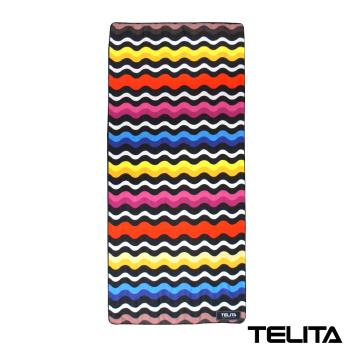 【TELITA】超細纖維日系和風海灘巾-彩虹波浪