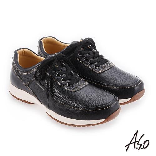 A.S.O 3D超動能 精緻做工簡約休閒鞋-黑