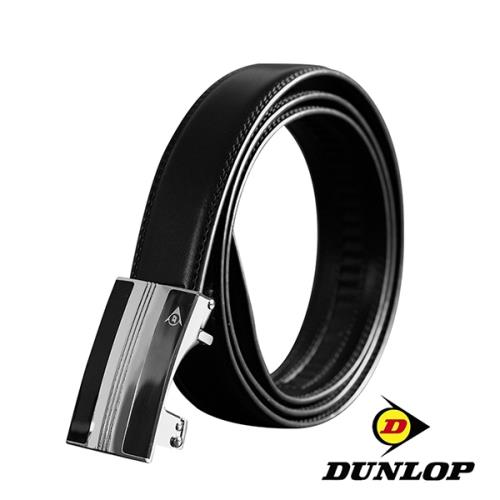 DUNLOP 經典系列-鏡面橫條方框自動釦真皮皮帶-黑色 DU99014