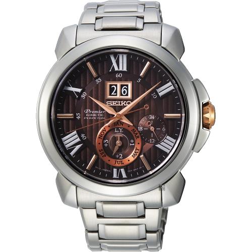 SEIKO精工Premier人動電能萬年曆手錶-42.9mm7D56-0AE0R(SNP157J1)