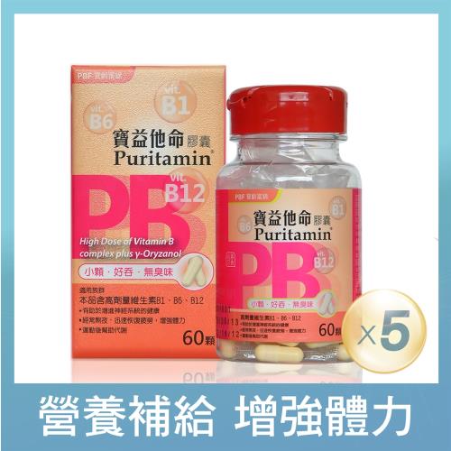 【寶齡富錦】寶益他命高劑量強效修復B群60粒X5入組(B群)