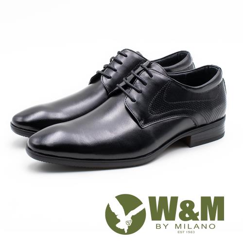 W&M真皮十字壓紋造型綁帶皮鞋 男鞋 - 黑