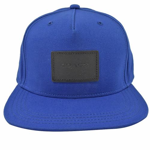 COACH 33774 方塊壓印LOGO 全棉質棒球帽.藍