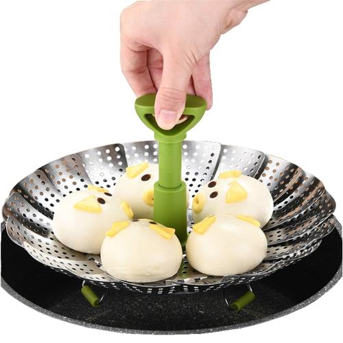 PUSH!餐具用品不鏽鋼可伸縮折疊蒸籠多功能水果籃(D177-1升級款)