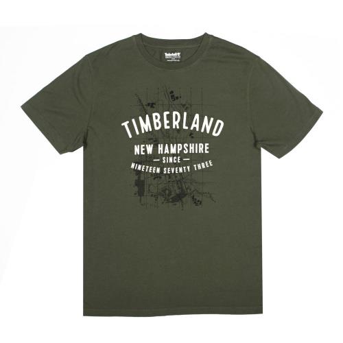 Timberland男款深綠色地圖圖案短袖T恤A21A8U31