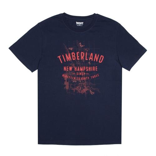 Timberland男款深寶石藍色地圖圖案短袖T恤A21A8433