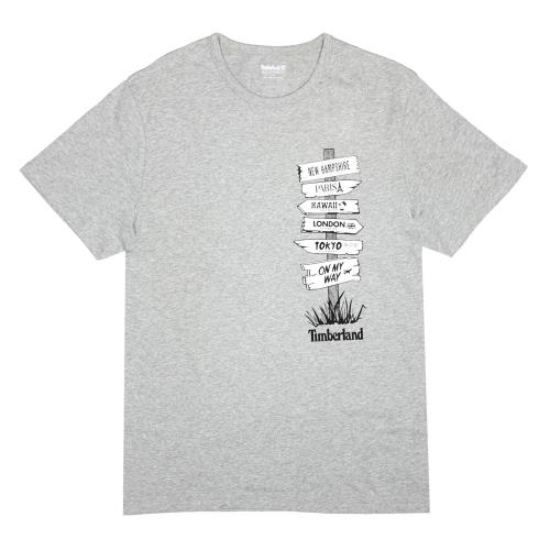 Timberland男款麻灰色城市標籤圖案短袖T恤A218C052/