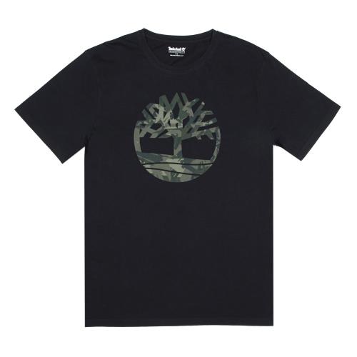 Timberland男款黑色迷彩印花品牌圖案短袖T恤A1ZWN001