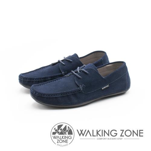 WALKING ZONE 極簡雅痞懶人鞋休閒鞋 鞋帶造型基本款 男鞋-藍(另有灰棕)