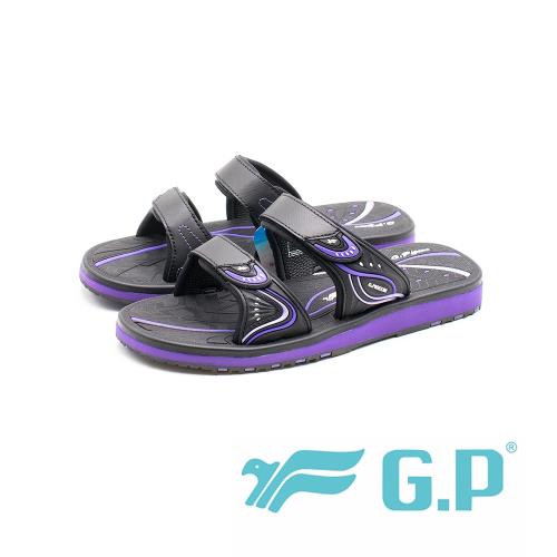 G.P防水止滑親子同樂舒適厚底拖鞋 童鞋 女鞋-黑紫(另有黑桃)