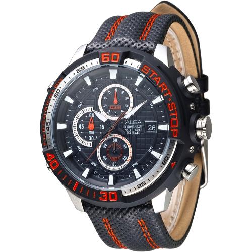【ALBA】終點線任務運動計時手錶-黑(AM3113X1)