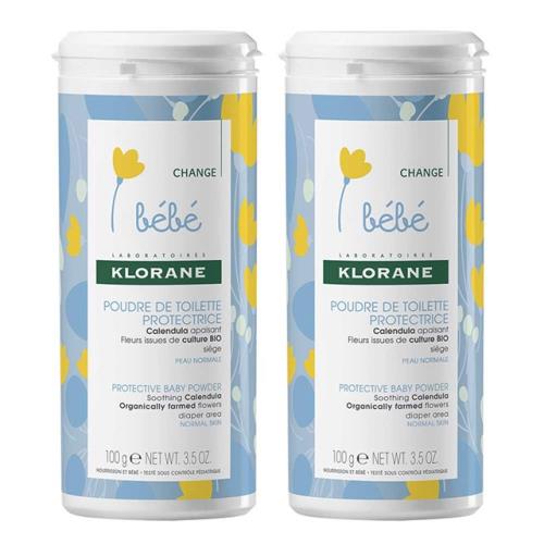 KLORANE bebe蔻蘿蘭寶寶 金盞花細緻爽身粉100g(二入組)