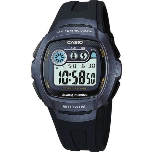 CASIO兩地時間商務錶(藍黑)W-210-1B