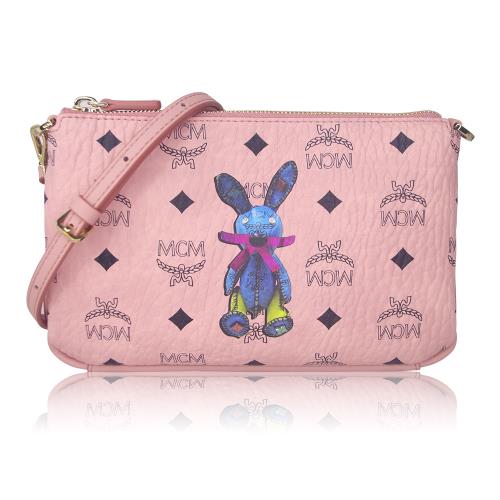 MCM 新款限量兔兔滿版LOGO手提肩背包-粉色