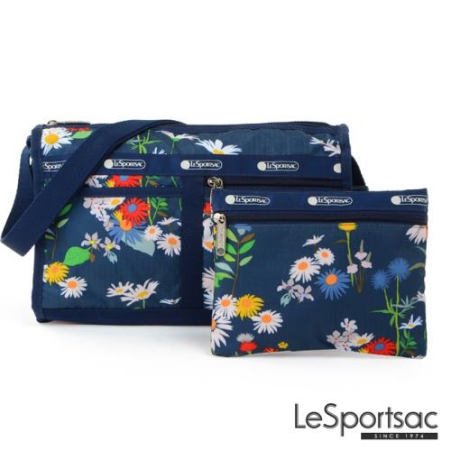 LeSportsac - Standard雙口袋斜背包-附化妝包(小雛菊) 