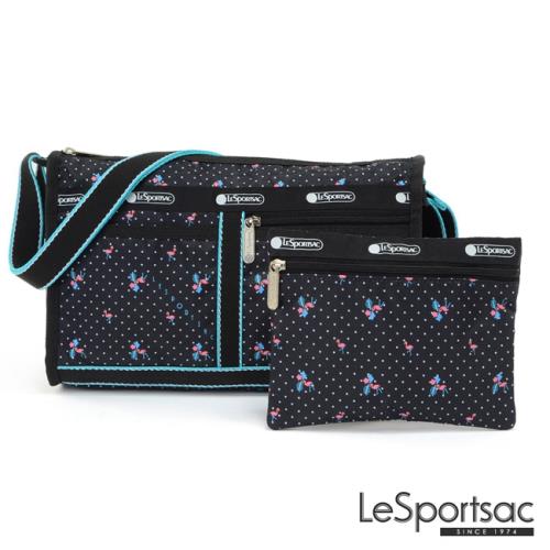 LeSportsac - Standard雙口袋斜背包-附化妝包(火烈鳥/黑)