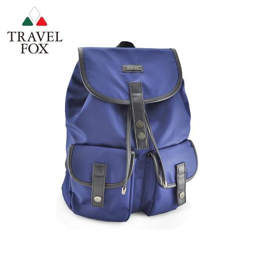 TRAVEL FOX 旅狐 城市系雙口袋束口水桶後背包 (TB697-47) 藍色
