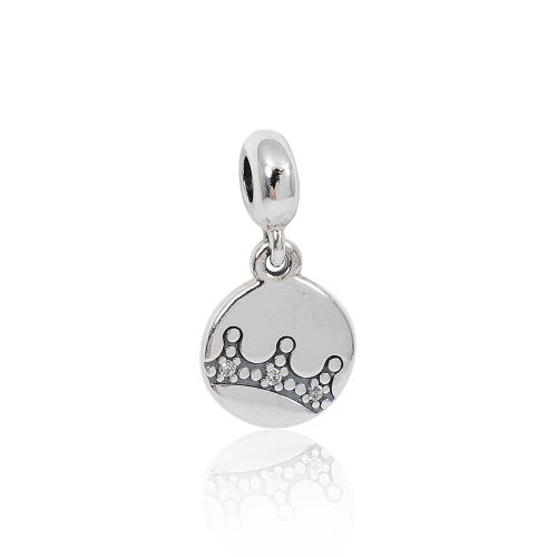 Pandora 潘朵拉 耀眼皇冠吊牌鑲鋯 垂墜純銀墜飾 797624CZ