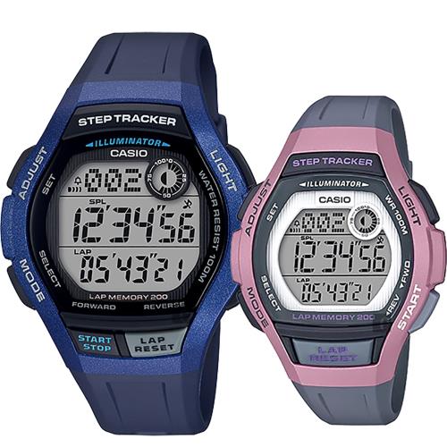 CASIO 卡西歐 計步功能情侶手錶 對錶-藍+粉 WS-2000H-2A+LWS-2000H-4A