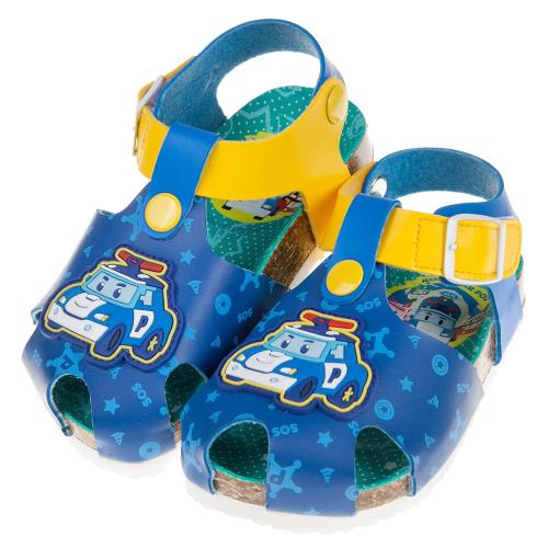 《布布童鞋》POLI救援小英雄警車波力藍色歐風兒童氣墊涼鞋(15~19公分) [ B9C146B ] 