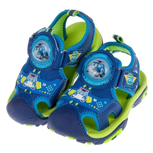 《布布童鞋》POLI救援小英雄波力藍色兒童電燈護趾涼鞋(15~19公分) [ B9D106B ] 