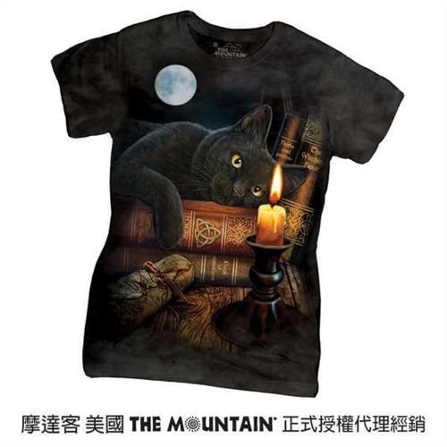 摩達客-The Mountain 魔法貓時刻 短袖女長版T恤精梳棉環保染