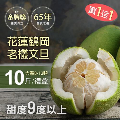築地一番鮮-買1送1組-65年老欉花蓮鶴岡文旦10斤禮盒(大顆8-12顆/盒)