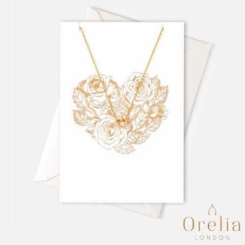  英國 Orelia Heart Gift Card 簡約質感心形鏤空鍍金墜飾項鍊(附禮品卡)