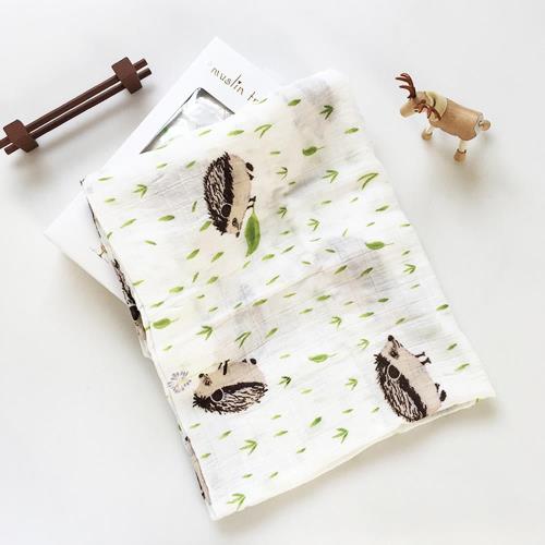 Muslintree嬰兒紗布包巾蓋被雙層手繪竹纖維浴巾