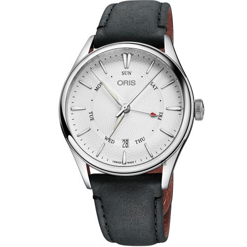 Oris豪利時Artelier指針式日曆星期機械錶-銀x黑色錶帶/40mm0175577424051-0752134FC