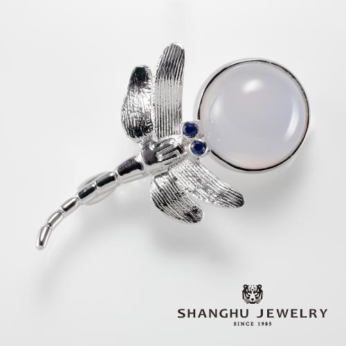 【尚虎珠寶】925銀冰種/玻璃種藍玉胸針-DRAGONFLY
