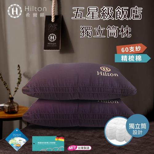 Hilton 希爾頓 VIP 精梳棉立體負離子獨立筒枕 紫色 二入