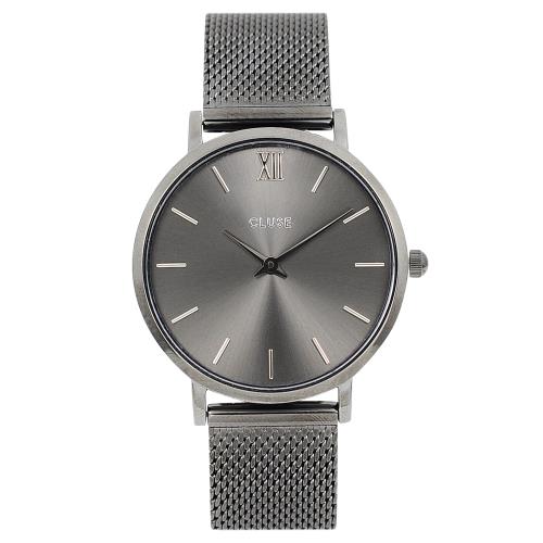 CLUSE荷蘭精品手錶 MINUIT系列 深灰錶盤金屬錶帶33mm CL30067