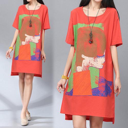 韓國KW 現貨簡約抽象印花休閒寬鬆洋裝