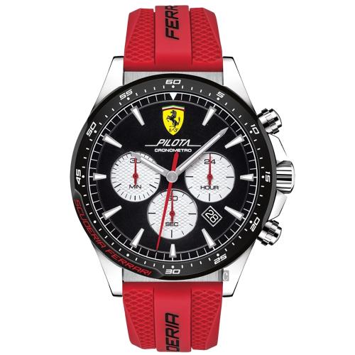 Scuderia Ferrari 法拉利 Pilota 賽車手計時錶-黑x紅/45mm FA0830596